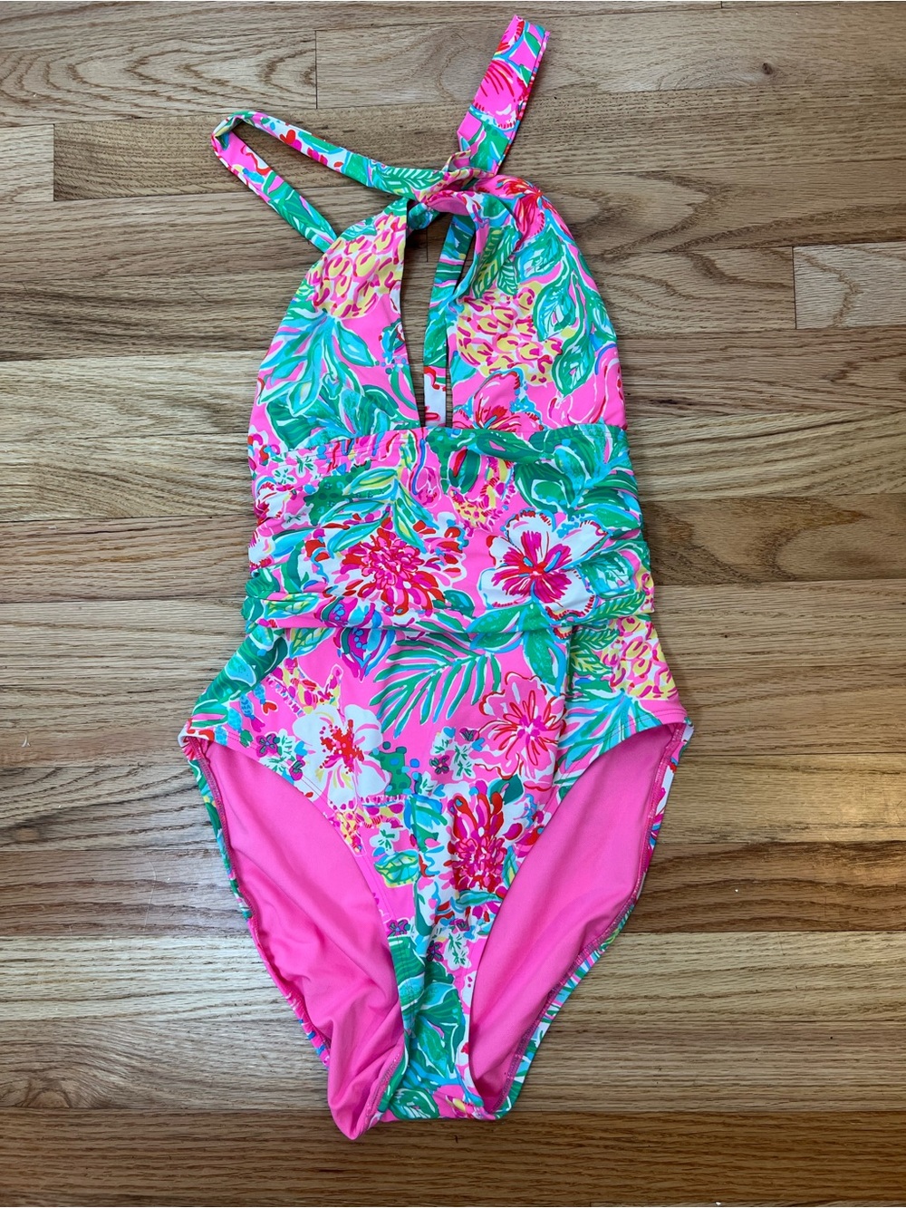 Lilly Pulitzer Pink Floral One-Piece Swimsuit size 12